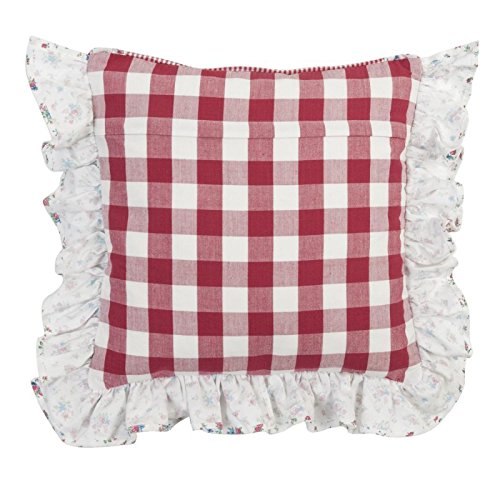 MFD25R My Favourite Dish Cushion cover / Pillow case - with frills - Plaid red - NO TICKING ca. 15.7 x 15.7 in