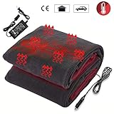Big Ant chauffante couverture, couvertures électriques 12V pour voiture auto fournit couverture de chauffage confortable RV avec adaptateur secteur pour bureaux à domicile (noir)