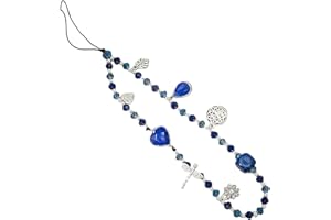 LEDSHLIU Cordón para teléfono móvil, colgante de caja de teléfono móvil antipérdida de cristal azul, accesorios de decoración para teléfono móvil, pulsera con correa para la muñeca