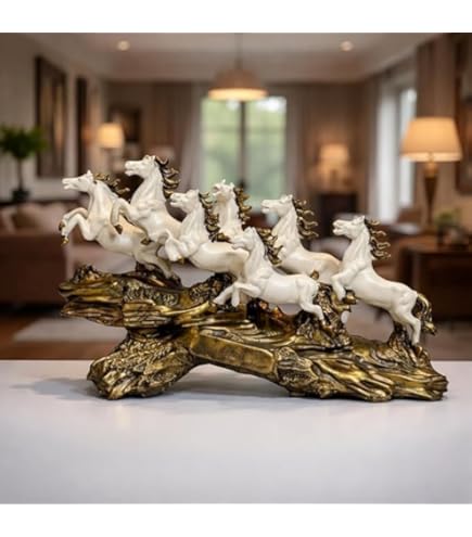 Buy Running 7 Lucky Horse Resin Statue Vastu, Feng Shui Showpiece