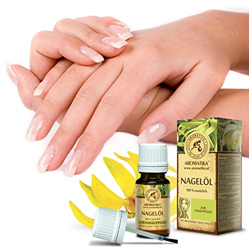 Nägelöl, Nagelpflege mit naturreinem 100 % Zitronenöl, Ylang-Ylang-Öl, Jojobaöl und Traubenkernöl, Nägel Öl für trockene und brüchige Nägel, Nagelwachstum, Nagelstärkung, Nagelelastizität, Nagelhaut-Öl, toller Duft, Glas-Pinselflasche, 10 ml, 1er Pack (1 x 10 ml) von AROMATIKA - 4