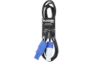Plugger Câble d'alimentation PowerCON mâle à verrouillage vers PowerCON mâle à verrouillage. Longueur 1,80 mètre. Conçu pour les systèmes de sonorisation, les enseignes, écrans ou éclairages LED Noir