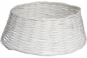 . ILUMINA TU VIDA . PANDA HOME Panda Home Pie de Arbol Navidad, Cubre Pie Arbol de Navidad Mimbre/Ratán, Decoracion Navideña y Elegante, Disponible en Color Natural/Blanco/Rojo/Ratán y Varias Medidas !-Mimbre Blanco-39X18X49CM