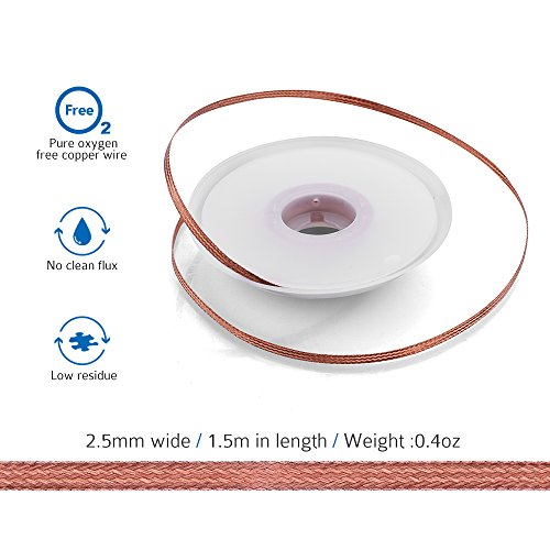 5 Inch Cutting Zange , VTIN Diagonal Cutting Zange, Diagonalfräser Drahtschneider und Entlötdicke Wickel Lötgeflecht mit 2,5mm Breite, 5ft Länge mit 20-25 Gauge Cutting Fähigkeit - 3