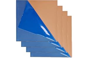 POMARKS 4PCS C101 Copper Sheets,4 * 4Inch/10 * 10 * 0.1cm, No Scratches, Film Attached Copper Plates, Pure Copper Sheet Metal, Copper Plates, for Jewelry, Crafts, Repairs, Electrical