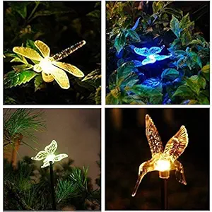 Preyank Solar Stake Bird 1W Led Lamp Lights for Home Garden Outdoor Auto 7 Color Changing Standing (Pack of 3, RGB) (1)