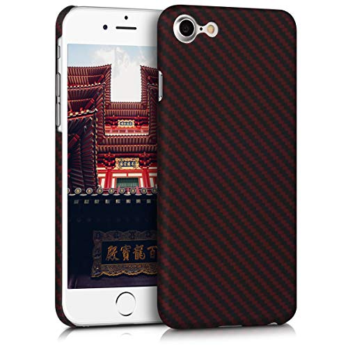 kalibri Case for Apple iPhone 7/8 - Strong Solid Aramid Fiber Body Armor Protective Hard Back Cover - Red/Black