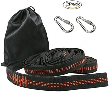 Hammock Tree Straps [With 2 Locking Snap Hook Carabiners 1 Carrying Pouch],Carryme 2 Piece 2.8M / 9.18Ft Adjustable Suspension Strong Set Up Durable Heavy Duty 1000D Lightweight Waterproof No Stretch Nylon Hammock Tree Swing Hanging Straps Kit,Support up to 2204 lbs - Can be Used as Auto Trailer Ropes,Perfect for Swings,Tires,Camping &amp; Disc Swings