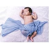 Luxury Stretch Newborn Boy Girl Baby Photography Props Wrap Yarn Cloth Blanket (Blue)