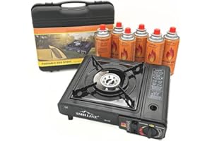 SMH LINE Camping stove - Portable Gas stove - Incl. 6x gas bottles and case