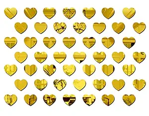 Bikri Kendra - Hearts Golden 50-3D Acrylic Mirror Wall Decor Stickers for Home & Office