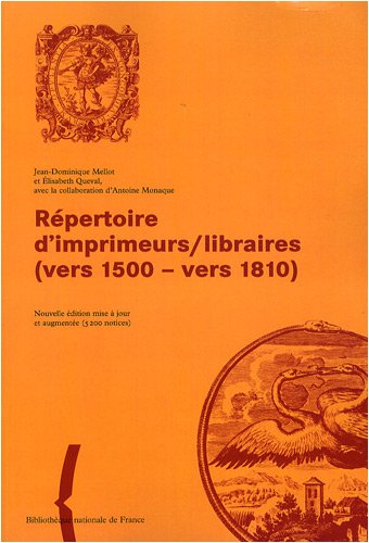 Répertoire d'imprimeurs-libraires (vers 1500-vers 1810)