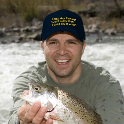 A bad day fishing is still better than a good day at work Cap (Navy with yellow logo)