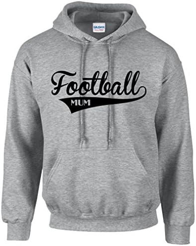 Football Mum Unisex Adult Hoodie Hooded Sweatshirt Funny Team Sport Superfan (XL, Grey)