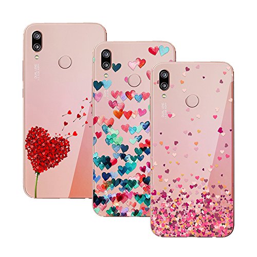 [3 Pack]Cover Huawei P20 Lite, EUGO Morbido TPU Cover limpido Slim Anti Scivolo Protezione Case per Huawei P20 Lite, Color-4