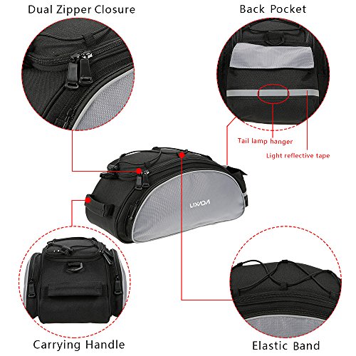 Lixada 13L multifunktionale Fahrrad Tasche Pannier Rücksitz Tasche Handtasche Umhängetasche - 3