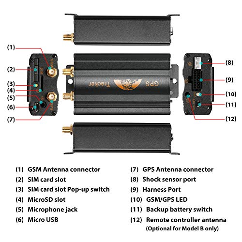 After partz Ovo - adc-103b profesional Auto Moto Tracker Localización antirrobo + Mando a distancia Localización GPS GSM GPRS Seguimiento de vehículos peil emisor Online supervisión, aplicación para iOS & Android