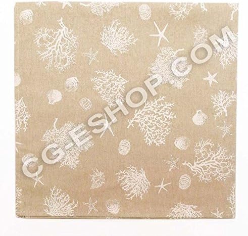 Tablecloth Rectangular Maxi Sea Coral 16 People 140 x 300 cream white
