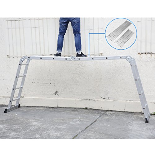 Finether 4.7M Leiter Mehrzweckleiter Klappleiter Gelenkleiter 4×4 Sprossen Aluleiter Multifunktionsleiter Kombileiter Anlegeleiter Stehleiter aus hochwertigem Alu robust 4 Jahre Garantie - 7