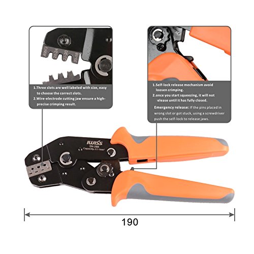 iwiss Dupont Pin Insulated Terminal-Crimper 2.54 mm 3.96 mm KF2510 28–18 AWG 0,1–1,0 mm2 Kompression Ratschenmechanismus Modular Crimpzange mit wire-electrode Schneiden sterben - 3