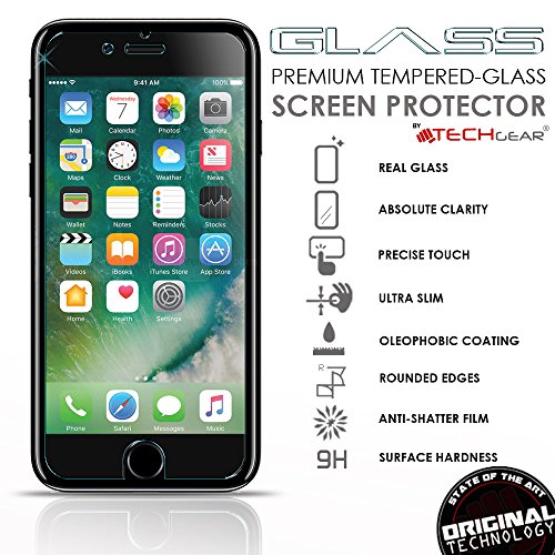[2 Pack of] TECHGEARÂ® Apple iPhone 8 Plus, iPhone 7 Plus (5.5 Inch) GLASS Edition Genuine Tempered Glass Screen Protector Guard Cover