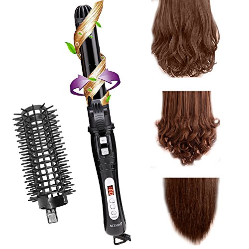 ACEVIVI 2-1 Lockenstab Warmluftbürste Haarglätter Automatisch Anoin mit Keramikbeschichtung EU Stecker LCD Schwarz, 32mm - 3