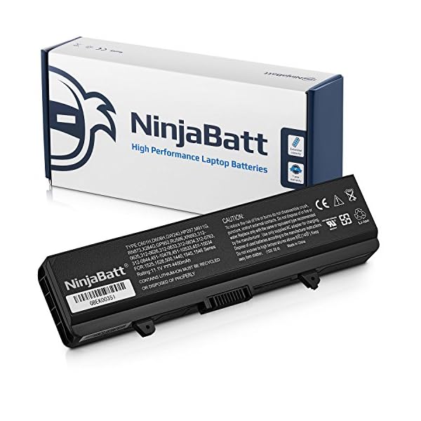 NinjaBatt Battery for Dell Inspiron 1545 1750 1525 1546 1526 1440 1440n GW240 X284G M911G RN873 Vostro 500 PP29L PP41L 312-0625 312-0626 GP252 GW252 RU573 RW240 XR693 - [6 Cells/4400mAh/48Wh]