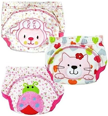 JZHY 3Pcs Training Pants Cute Baby Infant Kids Training Pants Washable Cloth Diaper Nappy Underwear-Girl,L