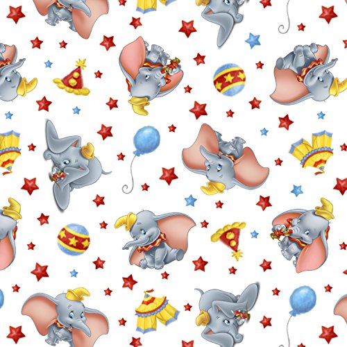 Dumbo Stoff – 0,5 Meter – SC124 – Dumbo hellen Elefant von Springs Creative – 100% Baumwolle