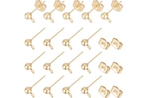 UNICRAFTALE 100 Stk 4mm Kugel Ohrstecker Golden Edelstahl Ohrstecker 0,7mm Stift DIY Ohrringe Zubehör Echte 24 Karat Vergoldete Kugelpfosten Ohrringe Selber Machen Zubehör für Ohrringherstellung