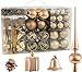 Produktbild BRUBAKER Christbaumkugel Set mit Tannenzapfen, Weihnachtsglocken, Geschenken, Christbaumspitze - Christbaumschmuck - 101 Teile - Champagner