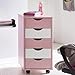 Produktbild KADIMA DESIGN Rollcontainer MINA 33 x 68 x 38 cm MDF-Holz 5 Schubladen rosa/weiß Kinder | Moderner Schubladencontainer mit Rollen | Standcontainer Bürocontainer