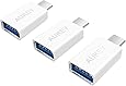 AUKEY Adattatore USB C a USB 3.0 (3 Pezzi) Connettore USB Tipo C to USB per Trasmissione Dati e Caricare per MacBook PRO 2019, Google Chromebook, Samsung Galaxy S10 Note10, Google Pixel 2/2XL(Bianco)