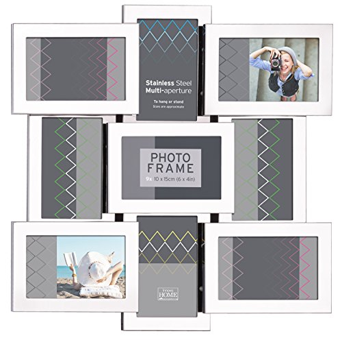 Innova Polished Metal Photo Frame Stainless Steel Multi Opening Picture Frame 6X4
