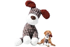 Kidmis Spielzeug Hund, 2025 New Hundespielzeug Unzerstörbar, Quietschendes Hundespielzeug, Weiches Welpenspielzeug für kleine, mittelgroße und große (brauner Hund)