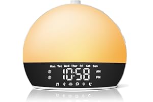 Risop Sunrise Alarm Clock and Sleep Sound Machine, Wake Up Light with Sunset Simulation for Heavy Sleepers, Adults, Kids, 25 Soothing Sounds for Sleeping, White Noise Machine, Bluetooth Speaker