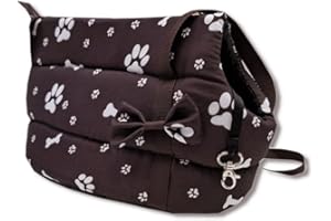 Odolplusz Elegante Hundetasche für Hunde/Katzen, Waschbar - Kleine/Mittlere/Mittelgroße, XS, S, L, M/Hundetragetasche Katzentasche Tragetasche Transporttasche (Braun mit Pfoten)