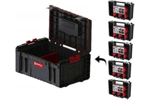 QBRICK SYSTEM Zestaw narzędzi QBRICK 5987 modułowa skrzynka narzędziowa walizka + 5 organizerów, skrzynka asortymentowa, przechowywanie narzędzi, kolor czarny, 4256