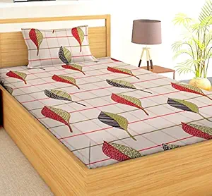 VAS COLLECTIONS  160 TC Polyester Lion & Rabbit Print Single Bedsheet with King Size Pillow Covers for Kids (Aqua )
