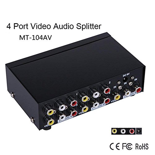 Cyfie Audio-AV-Splitter-Auswahlbox mit 4 Anschlüssen, 1 Eingang 4 Ausgang für 1 DVD zu 4 Displays