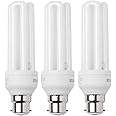 3 x 20W (=88W Replaces 100W) BC B22 CFL Energy Saving Light Bulb, Bayonet, 1200 Lumen, 10 Years, 2700K Warm White Compact Fluorescent Stick Lamp, Low Power
