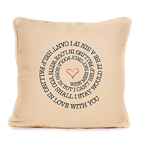 Elvis Falling in Love Songtext Kissen Hochzeitstag Valentinstag First Dance Geschenk Mann Frau Freund Freundin Design3 cremefarben
