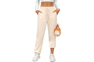CMTOP Pantalon Chandal Mujer Elastica Cintura Termico Pantalones de Deporte Otoño Invierno Pantalón Chandal con Forro Polar Casuales Pantalones Jogger con Cordón y Bolsillos