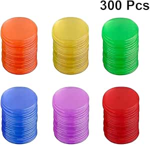 Toyvian Jetons en Plastique Couleur comptage jetons Jeu de soci&eacute;t&eacute; pi&egrave;ces de Jeu pi&egrave;ces color&eacute;es Jouets 300pcs (Couleur Assortie)