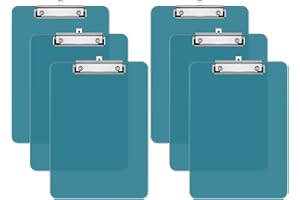 Hnogri Kunststoff-Klemmbrett 6er-Set, Standard A4 Letter Size Klemmbretter für Studenten, Büro und Frauen, Zwischenablage mit Stifthalter und Low Profile Clip, Größe 12,5 x 9 Zoll, (Thel)