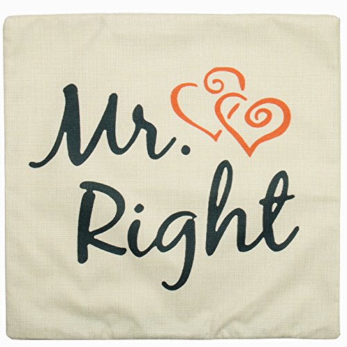 Luxbon 2er Set Mr. Right & Mrs. always right Kissenbezug Lendenkissen Sofakissen Pillowcase Haus Auto Cafe Deko Valentinstag Geschenk 45 x 45 cm - 5