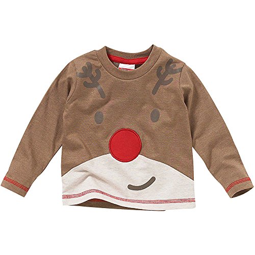 Boys Cute Reindeer Face Long Sleeve Top - Brown - 18/23 Months