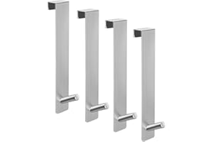 ARTOYS Edelstahl Türhaken zum Einhängen, 1,5 cm, 4 Stück, mit Schaumstoff-Schutz, ohne Bohren, für Kleidung, Tür-Garderobe