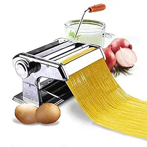 ANTARKHOJ Stainless Steel Pasta Maker Machine Noodle Making Machine Pasta Dough Roller Cutter Machine Hand Crank and Clamp for Spaghetti and Fettuccine Vegetable Noodle Maker Machine Tool