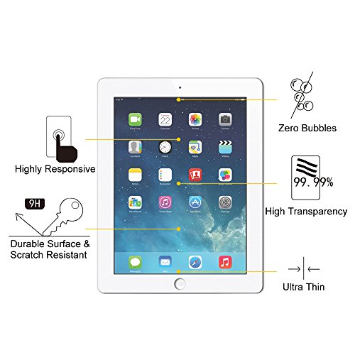 Fintie iPad 2 / 3 / 4 Panzergla Schutzfolie – Klar HD 9H stark kratzfest Hartglas Displayschutzfolie Glasfolie Screen Protector Displayschutz Folie Displayfolie für Apple iPad 2 / iPad 3 / iPad 4 - 4